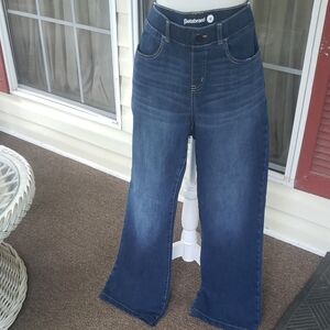 Betabrand Women's M Flat Front Pull On High Waist Blue Jeans